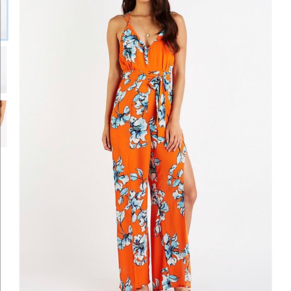Floral Jumpsuit with Slit